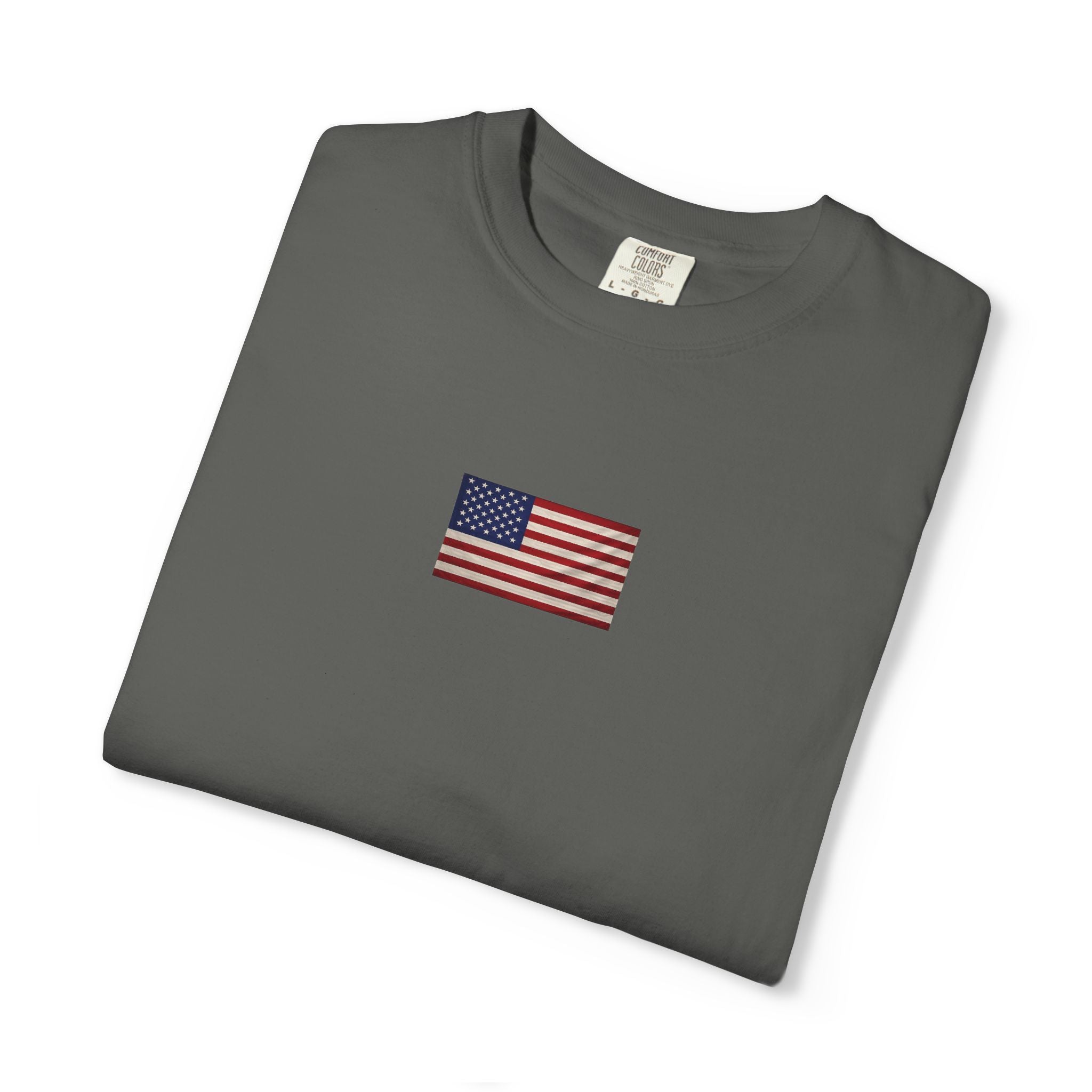 American Flag Chest Tee — Vintage Distressed USA T-Shirt
