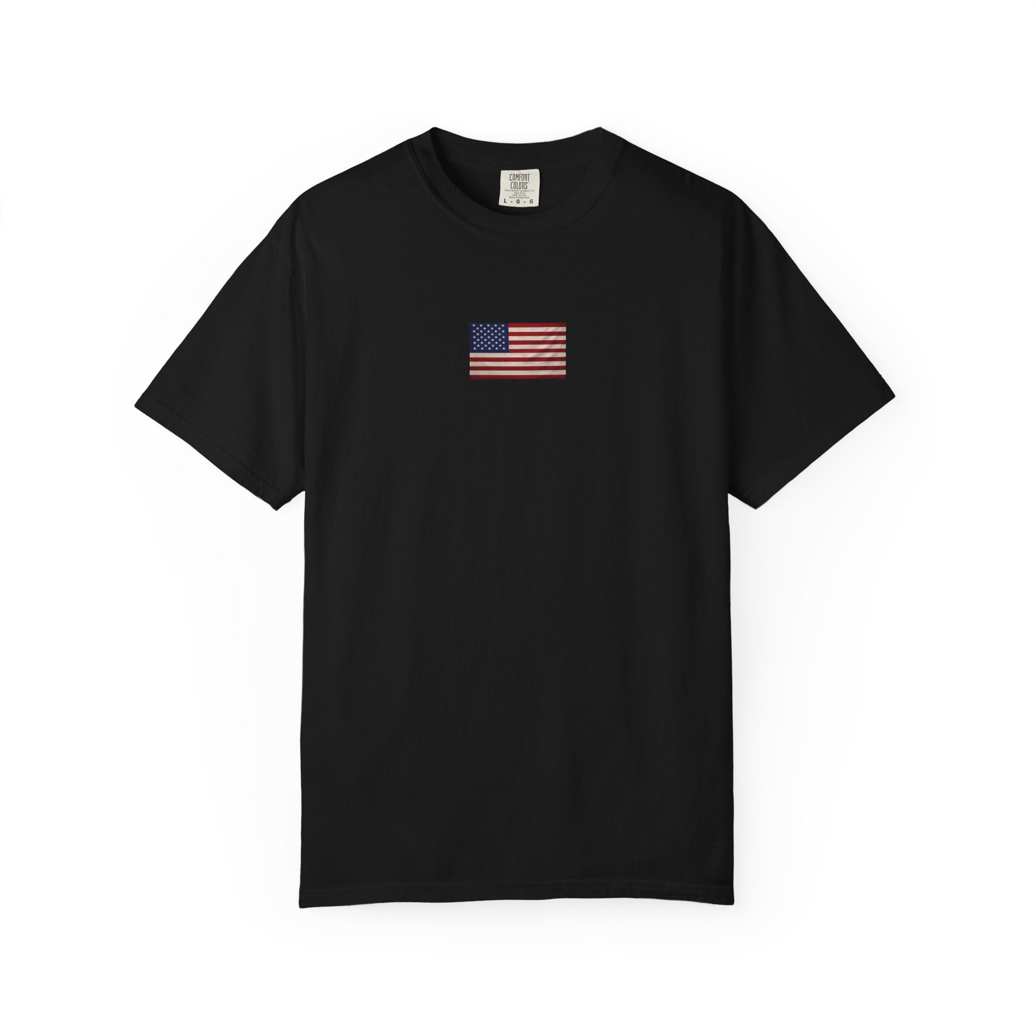 American Flag Chest Tee — Vintage Distressed USA T-Shirt