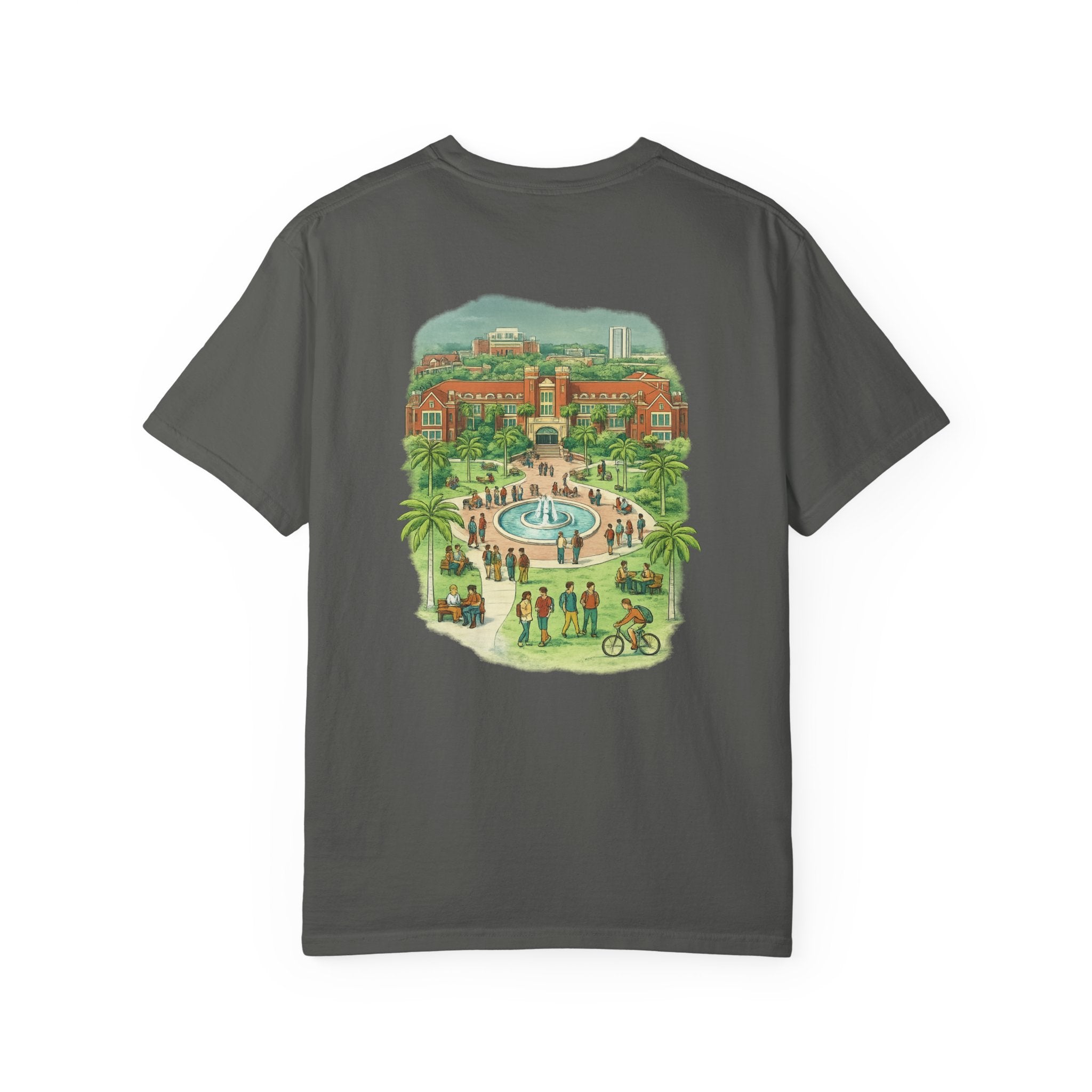 Florida State Campus Skyline T-Shirt — Vintage FSU Architecture & Westcott Fountain Scene