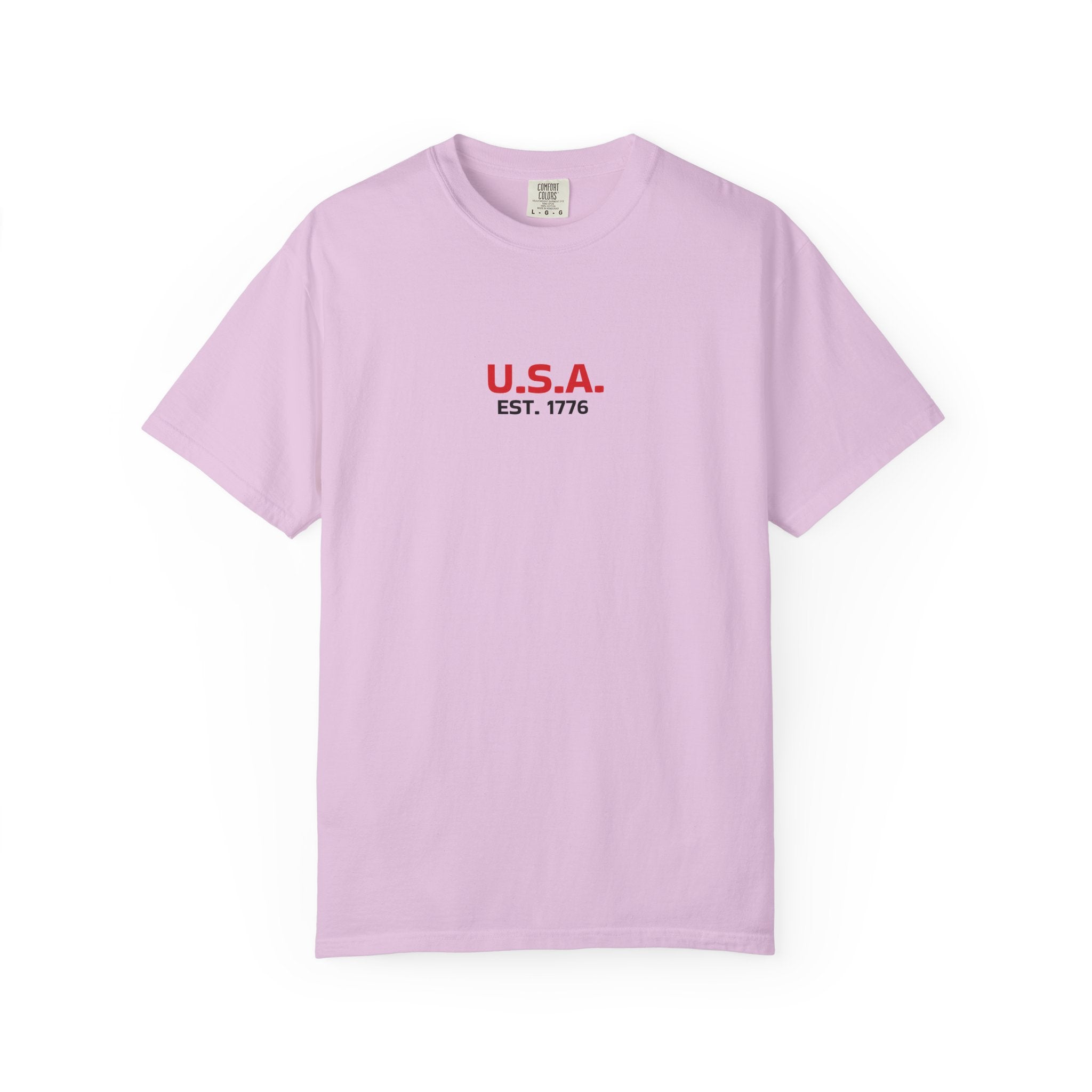 USA Flag T-Shirt — Minimal American Flag Tee with U.S.A. Chest Print