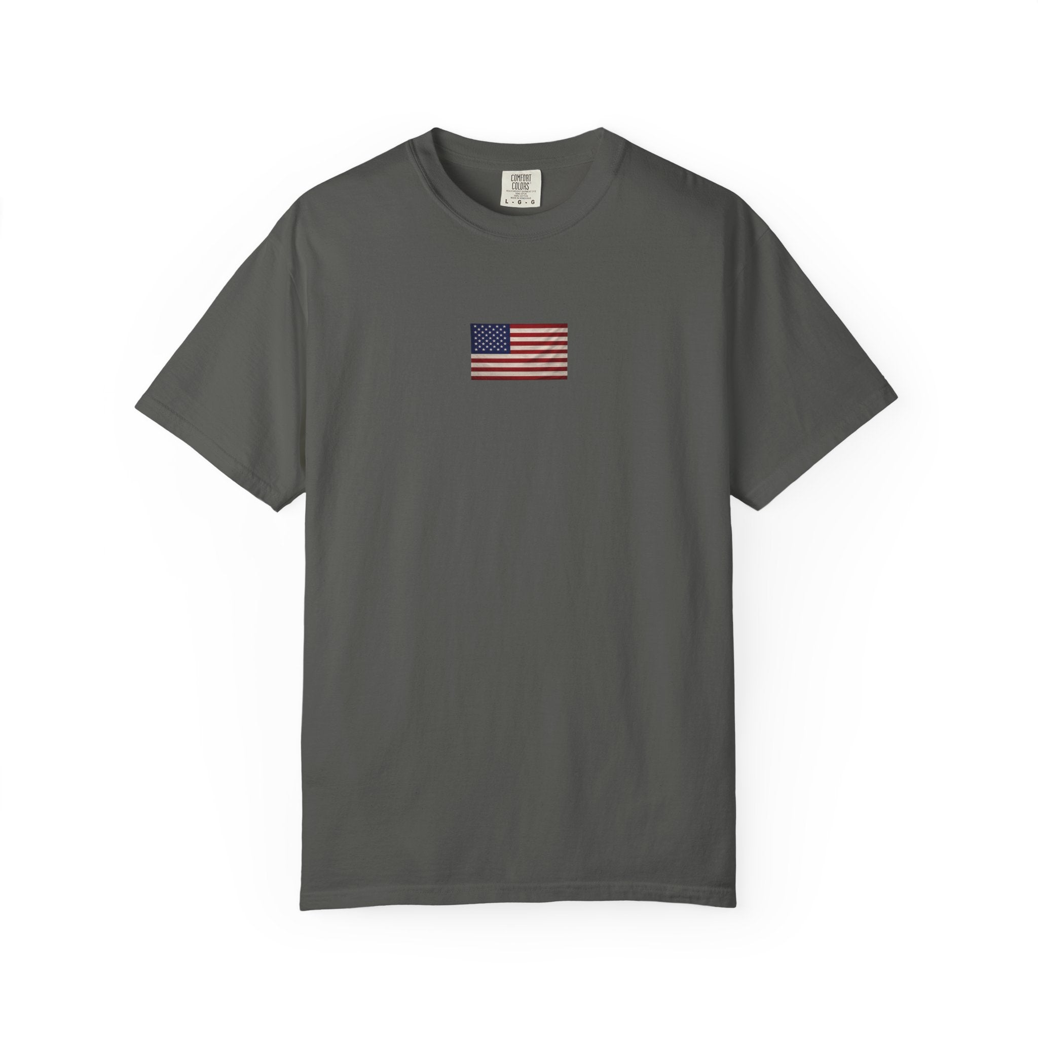 American Flag Chest Tee — Vintage Distressed USA T-Shirt